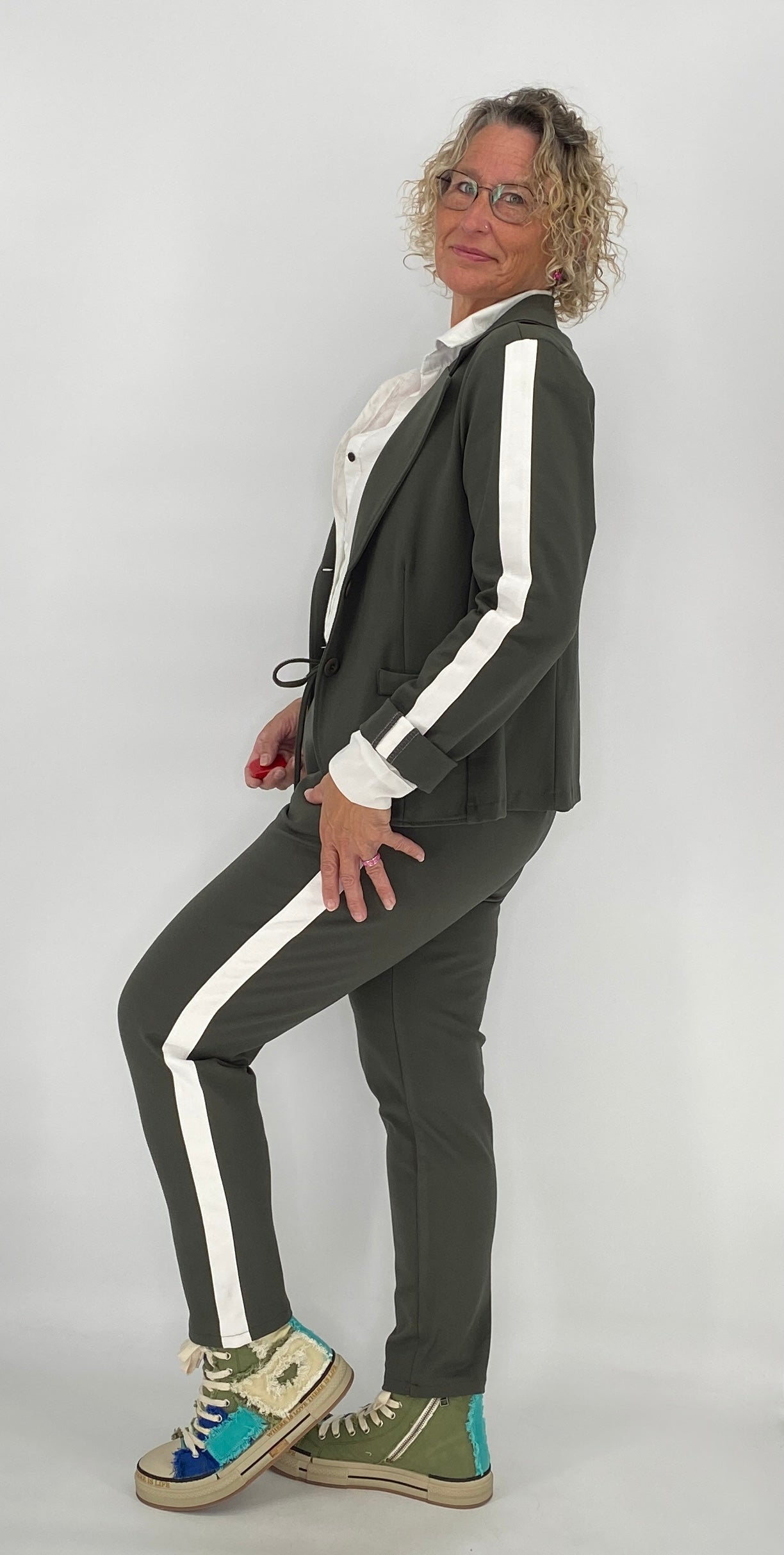 Blazer mit seitlichen Streifen, grün