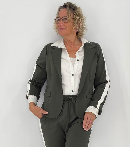 Blazer mit seitlichen Streifen, grün