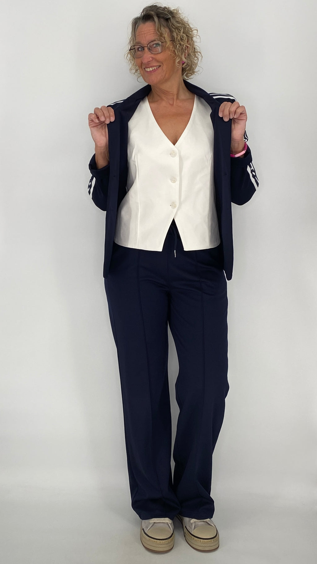 ESViViD Hose mit genähter Bügelfalte, marineblau