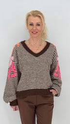 Pullover mit Wolle V-ausschnitt, braun