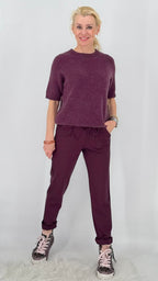 Pullover – Kurzarm-Strickpullover in Bordeaux