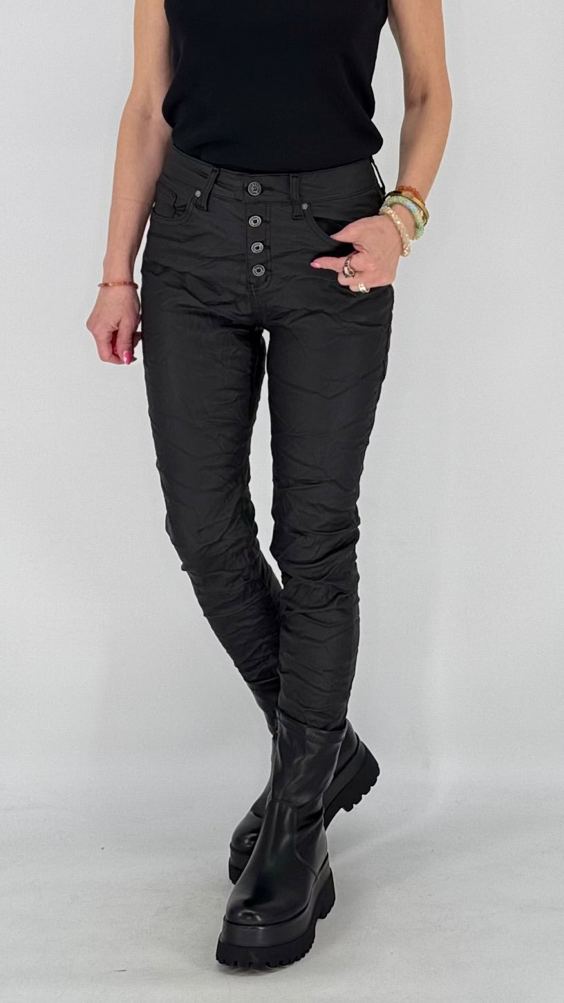 Lederimitat Hose, schwarz