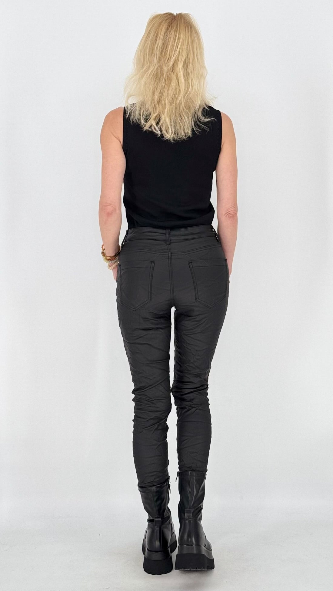 Lederimitat Hose, schwarz