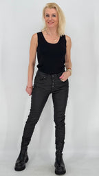 Lederimitat Hose, schwarz