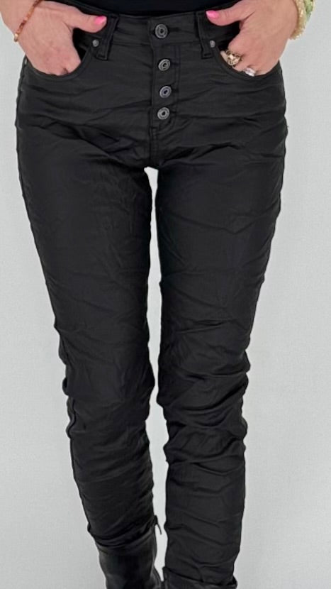 Lederimitat Hose, schwarz