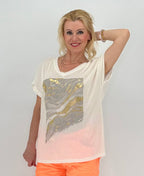 T-Shirt, weiß/gold