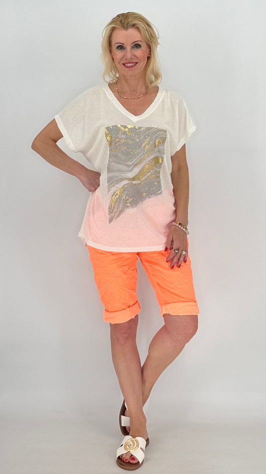 T-Shirt, weiß/gold