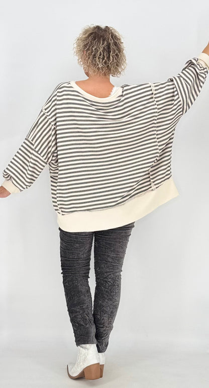 Sweatshirt, Grau/Beige