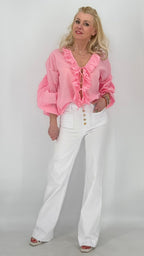 Bluse mit Rüschen, Rosa - By Elena FashionBy Elena Fashion