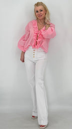 Bluse mit Rüschen, Rosa - By Elena FashionBy Elena Fashion