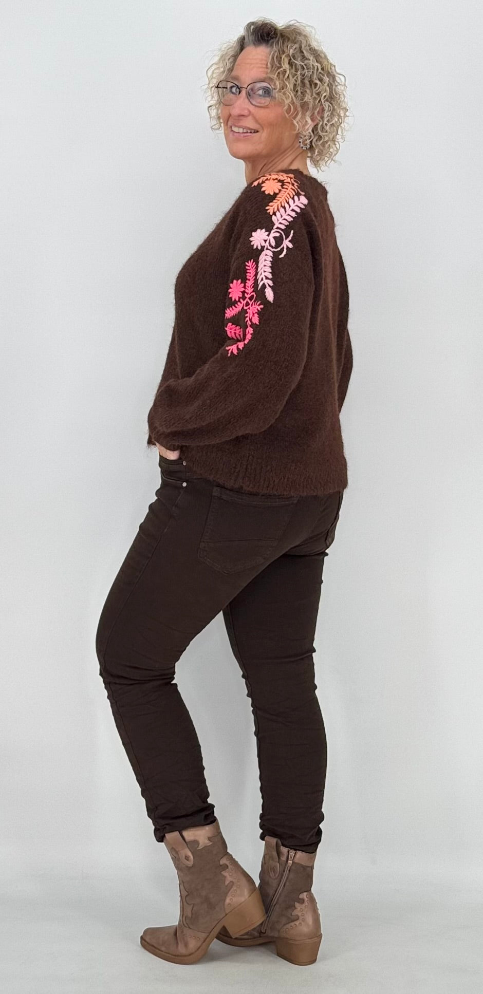 Pullover mit Wolle V-ausschnitt, braun