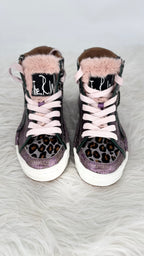 Trendige High-Top Sneaker in Lila mit Leo-Details