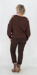 Pullover mit Wolle V-ausschnitt, braun