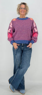 Pullover mit Wolle, braun, beige, blau