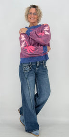 Pullover mit Wolle, braun, beige, blau