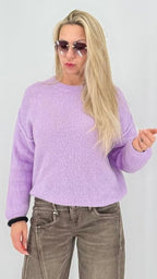 Kuscheliger Baby-Alpaka Pullover – Weiß, Hellblau, Flieder / Lavendel