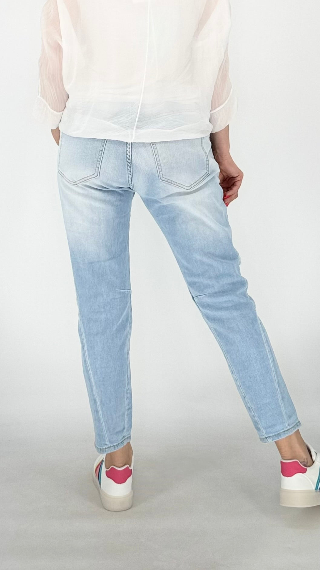 Mid Waist Jeans, Relaxed Fit, hellblau