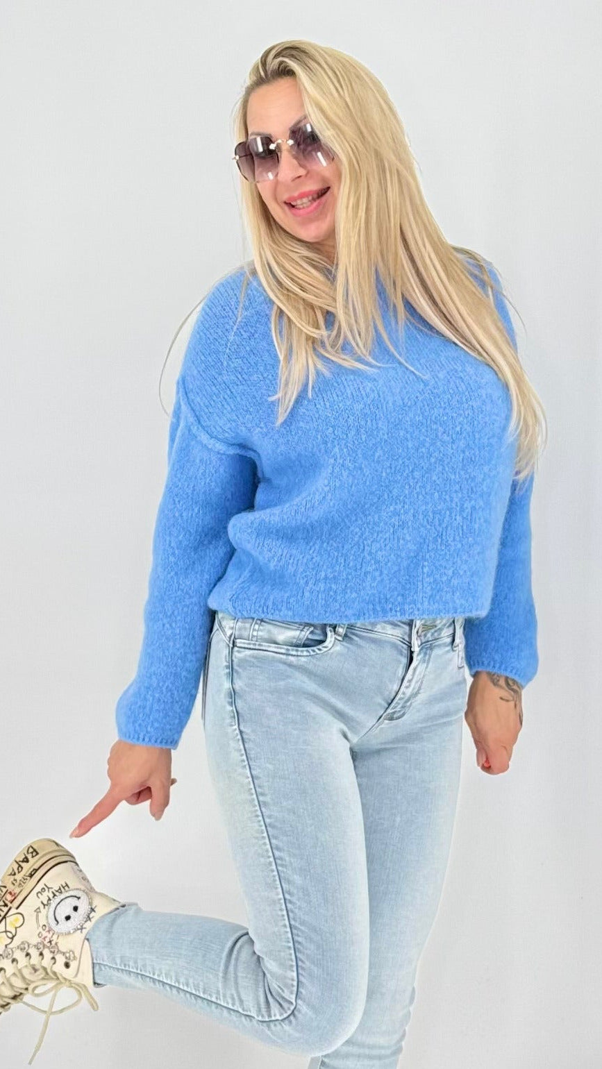 Kuscheliger Baby-Alpaka Pullover – Weiß, Hellblau, Flieder / Lavendel