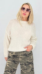 Kuscheliger Baby-Alpaka Pullover – Weiß, Hellblau, Flieder / Lavendel