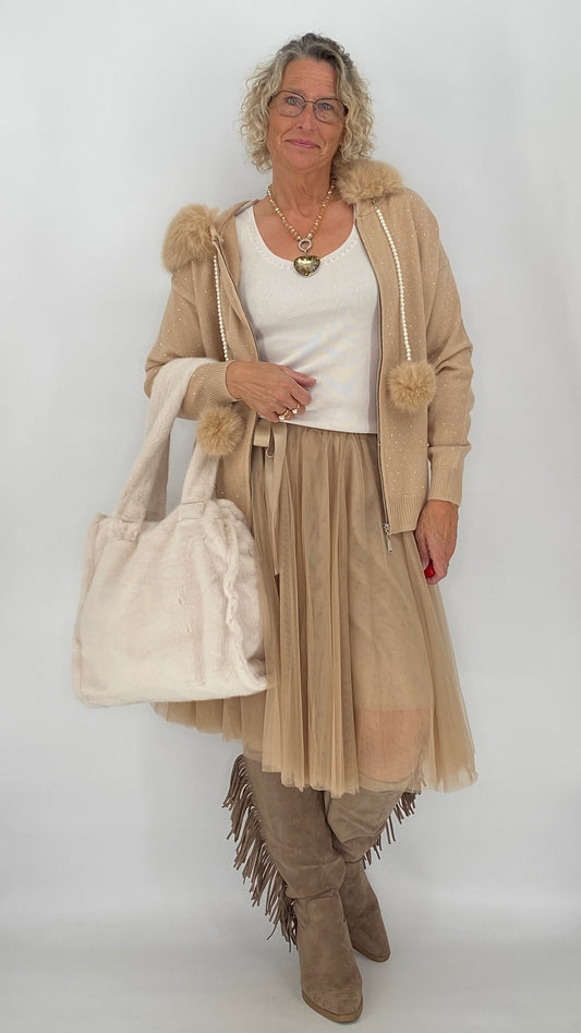 Tüll Rock beige
