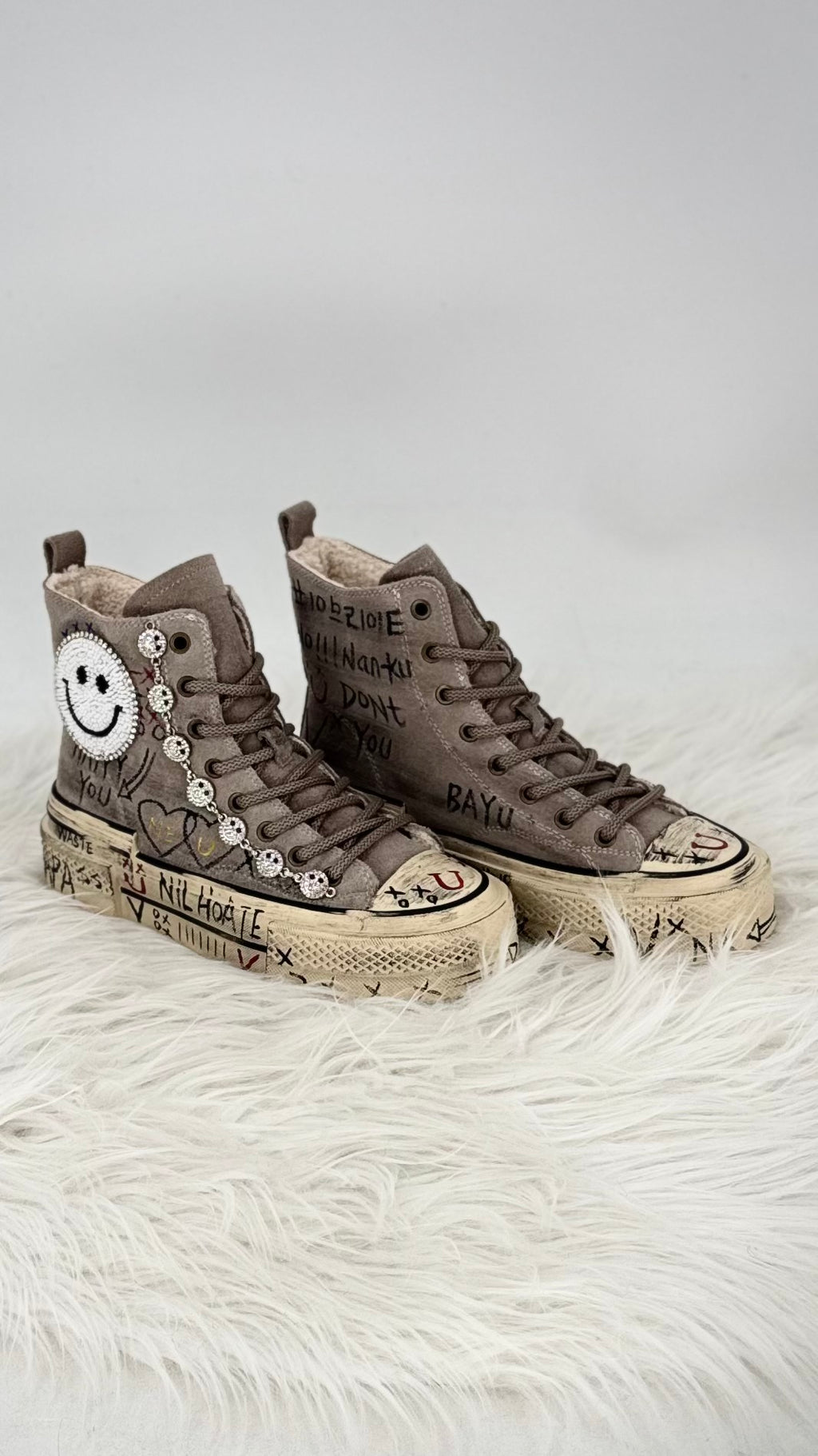 Handveredelte High-Top Boots aus echtem Leder, Nan Ku