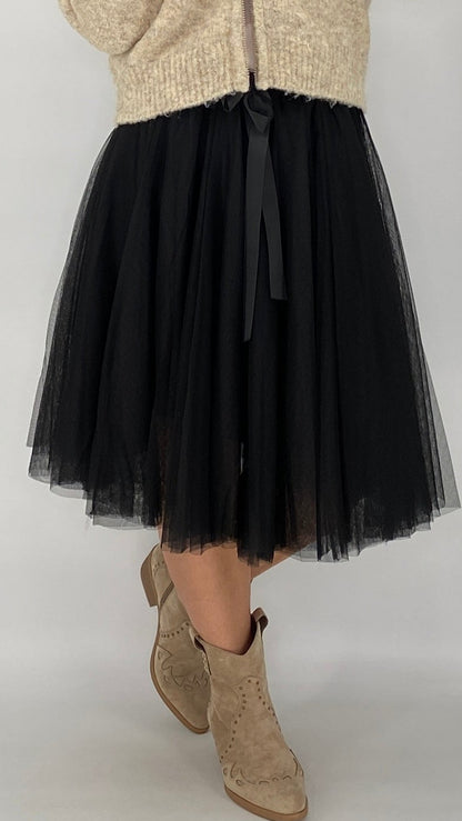 Tüll Rock schwarz (knielang)