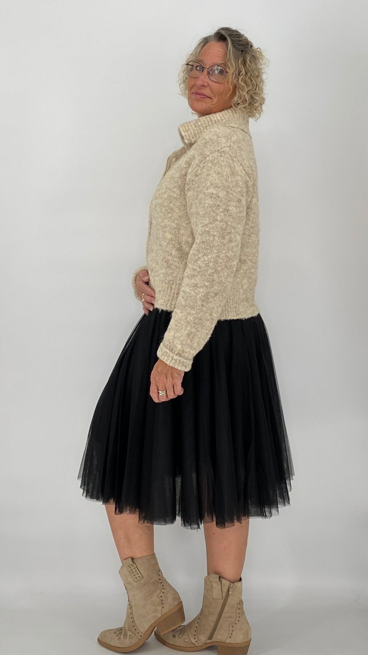 Tüll Rock schwarz (knielang)