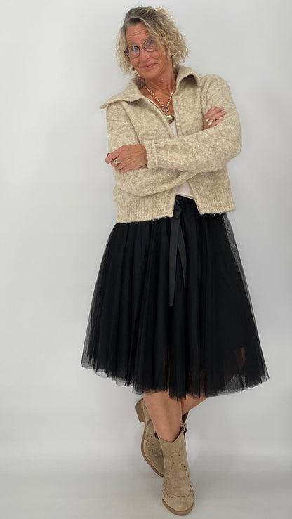 Tüll Rock schwarz (knielang)