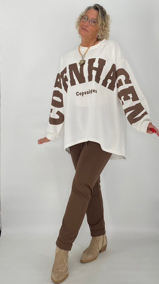 Sweatshirt in weiß, "COPENHAGEN"