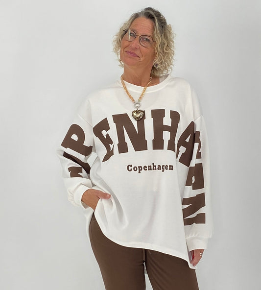 Sweatshirt in weiß, "COPENHAGEN"