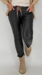 Lederimitat Hose, schwarz