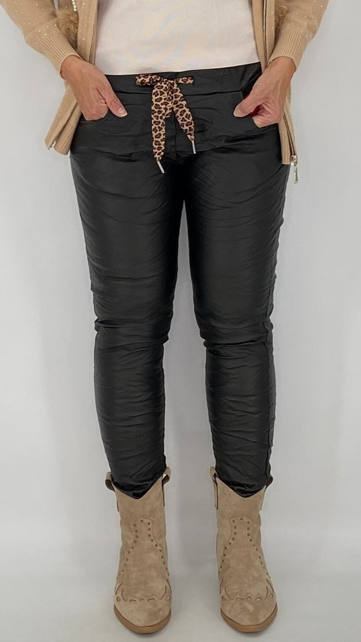 Lederimitat Hose, schwarz