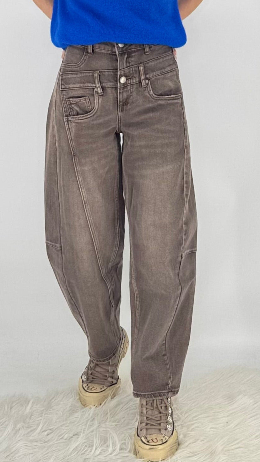 Ballon-Jeans, Barrel-Leg-Variante, Vintage Taupe