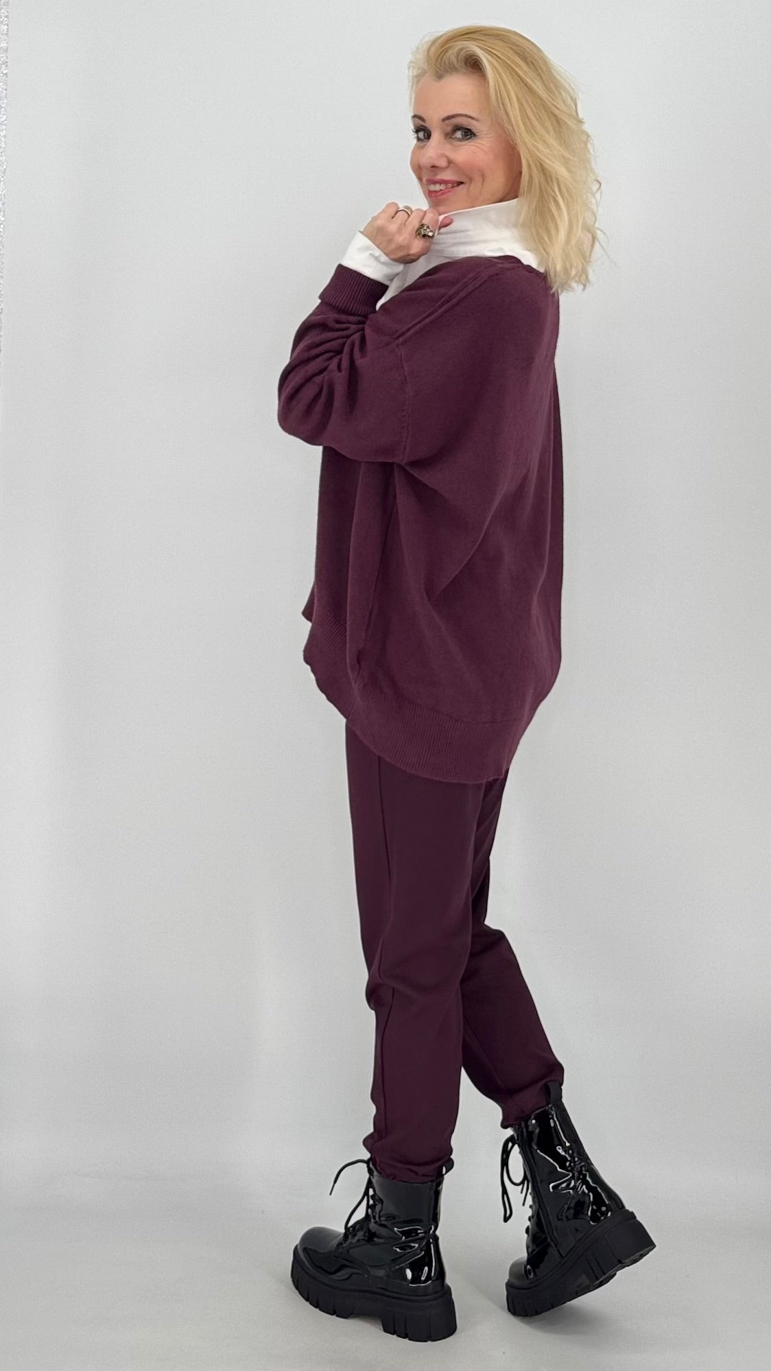 Pullover ESViViD in bordeaux, dunkelbraun, beige