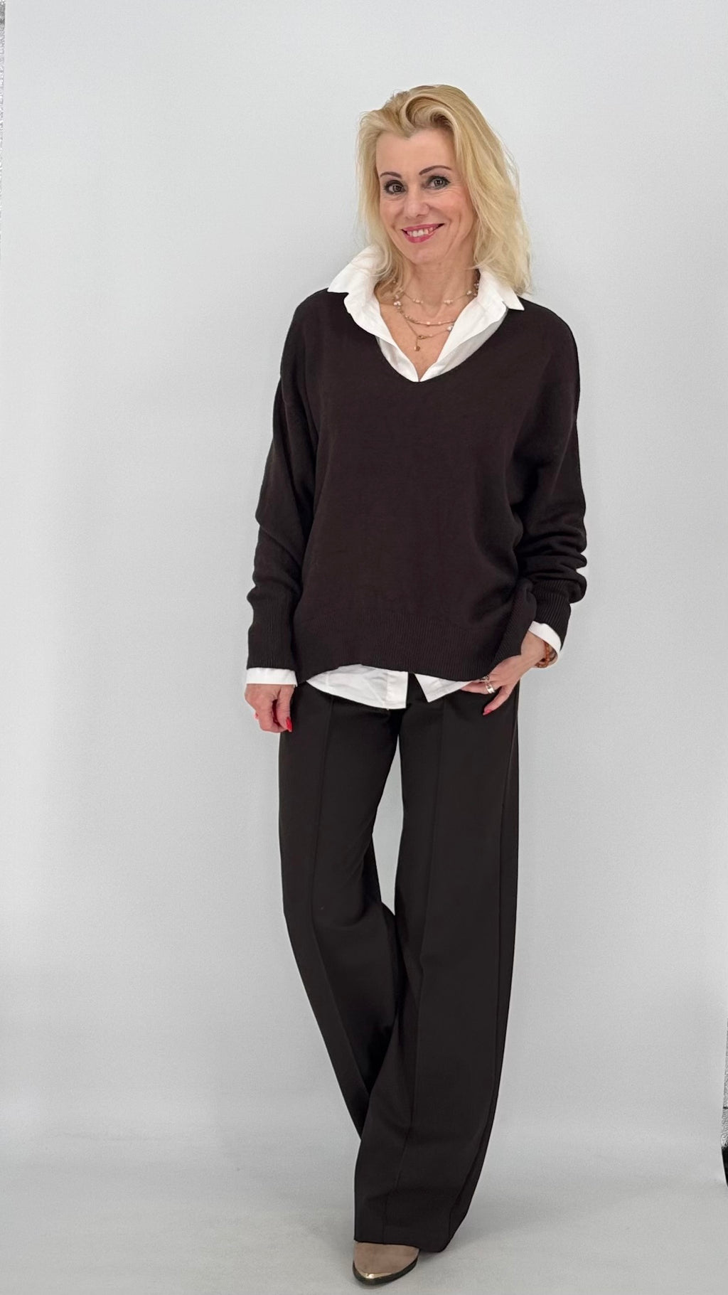 Pullover ESViViD in bordeaux, dunkelbraun, beige