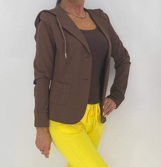 Blazer ESViViD, in Schokoladenbraun mit Kapuze
