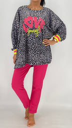 Leo Sweatshirt, "LOVE", beige, rosa, beige, blau