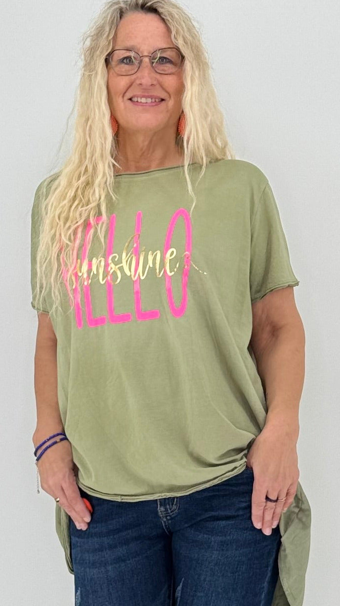 Oversize Shirt "Hello Sunshine" in vier Farbvarianten