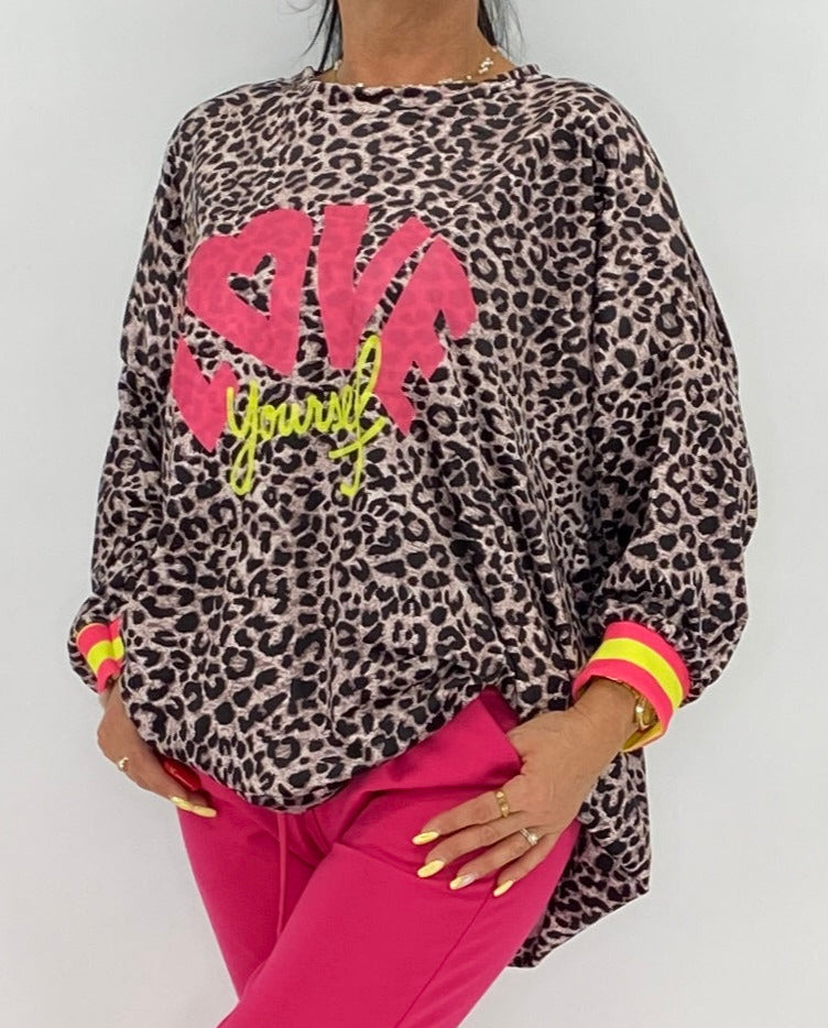 Leo Sweatshirt, "LOVE", beige, rosa, beige, blau