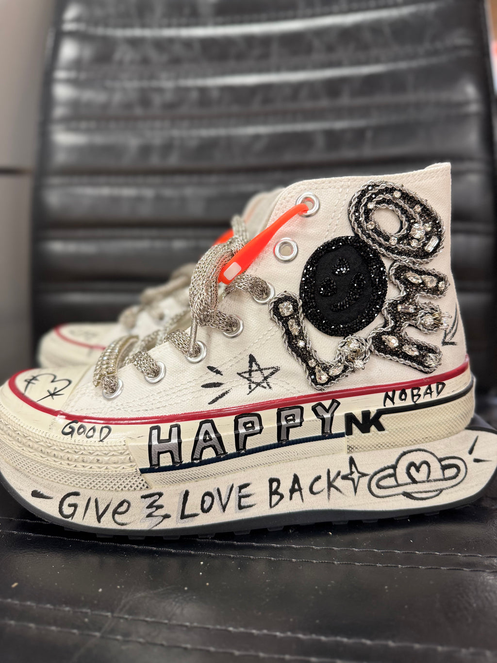 Sneaker NAN-KU , Plateau weiß"Happy"