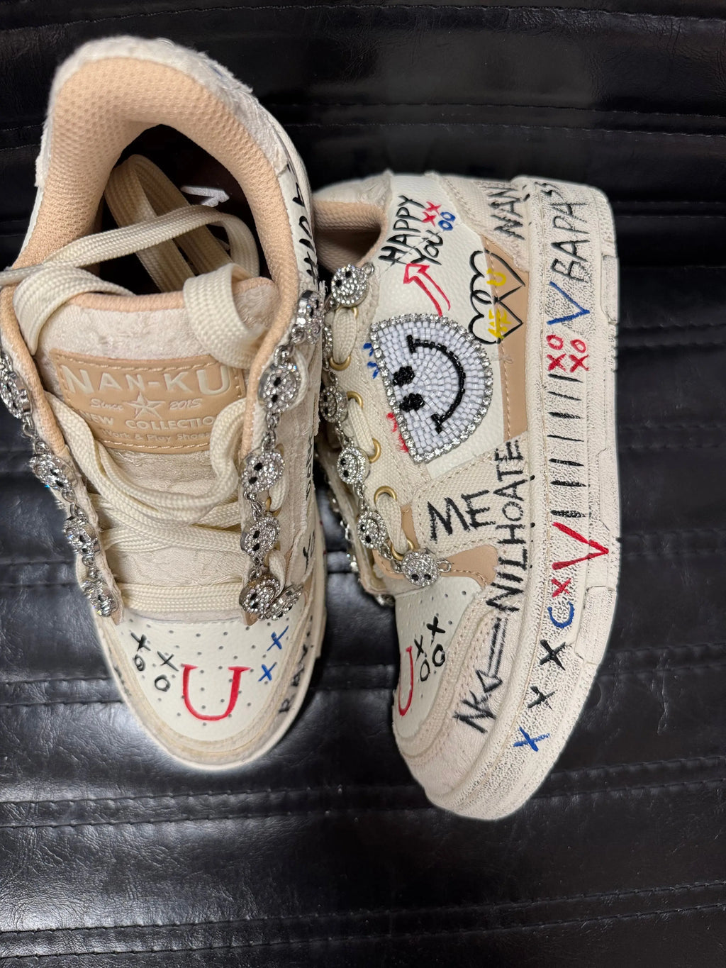 Sneaker NAN - KU "Smiley", beige, schwarz - By Elena FashionBy Elena Fashion