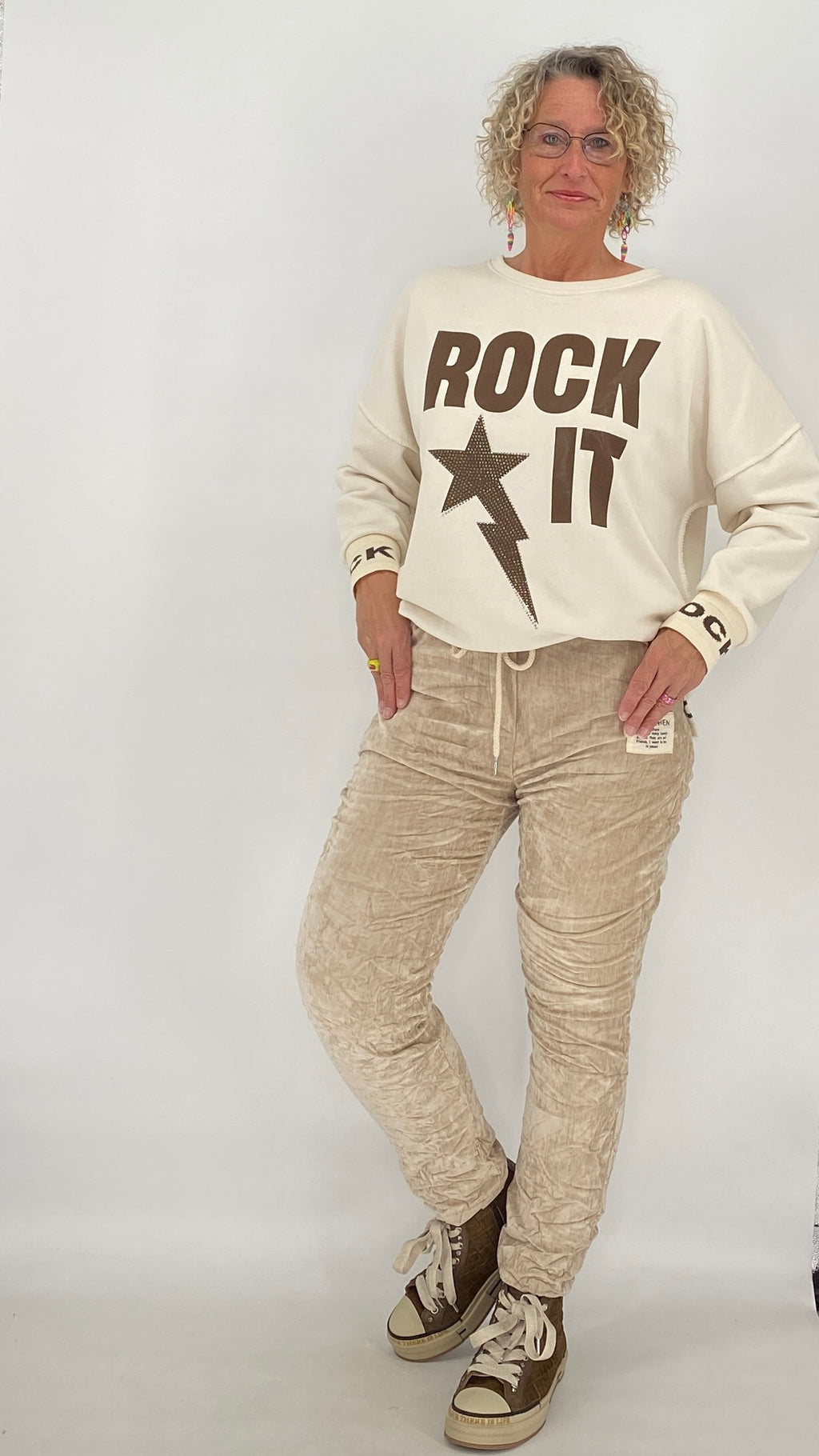 Sweatshirt "Rock"in pink, orange, beige
