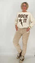 Sweatshirt "Rock"in pink, orange, beige