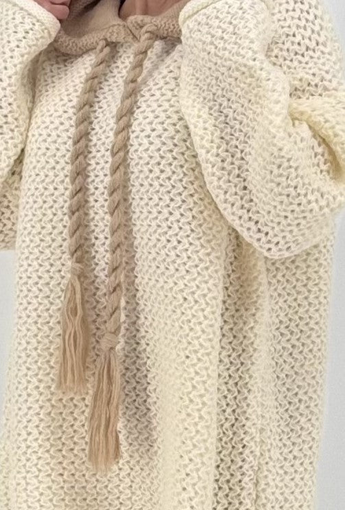 Strickhoodie Bicolor Creme