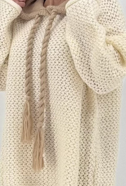 Strickhoodie Bicolor Creme