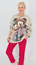 Oversized Sweatshirt mit Statement-Print, Beige