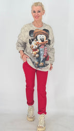 Oversized Sweatshirt mit Statement-Print, Beige