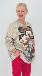 Oversized Sweatshirt mit Statement-Print, Beige