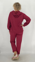 Sweatshirt mit Kapuze, bordo, schwarz, beige