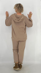 Sweatshirt mit Kapuze, bordo, schwarz, beige